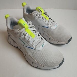 Reebok Zig Dynamica Str Sneakers Lace Up Men's White Grey Neon Mesh Running 10.5